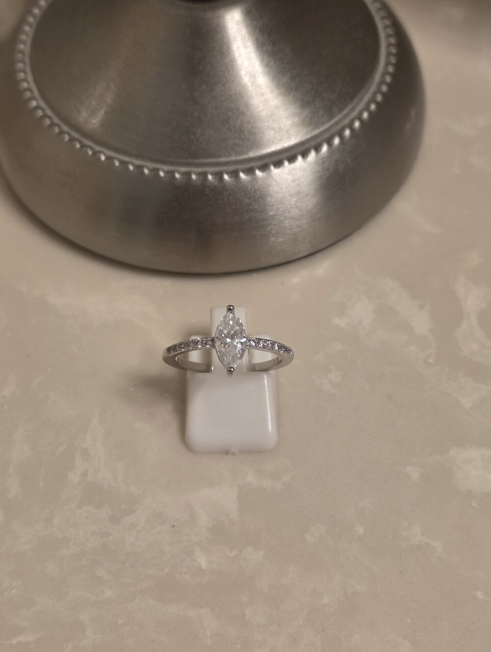 Silver CZ Marquis Cut Ring Size 8